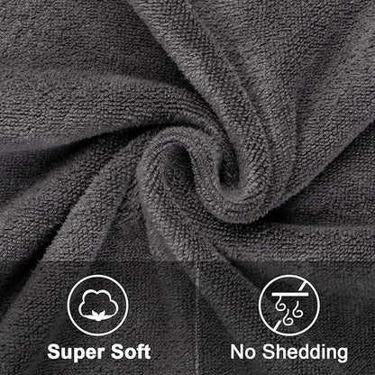 Orighty Bath Towel Pack of 4 - Soft Feel Grey Bath Towel Sets, Highly Absorbent Microfiber Towels for Body, Quick Drying, Microfiber Towels for Sport, Yoga, SPA, Fitness, (27’’ x 54’’)