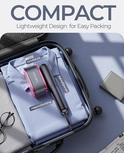 Travel Steamer for Clothes Adequate Portable: 2-in-1 Mini Handheld Garment Steamer Iron - 15s Heat Up & 5 Adjustable Steam - Large Ceramic Panel - 110-120V