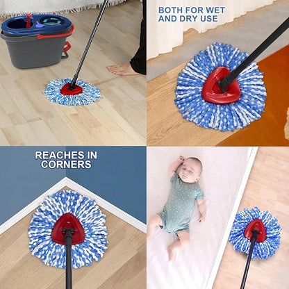 6 Pack Spin Mop Replacement Heads Compatible with Ocedar RinseClean 2 Tank Mop System,Microfiber Mop Refill Heads for O Cedar Cleaning All Hard-surfaced Floor