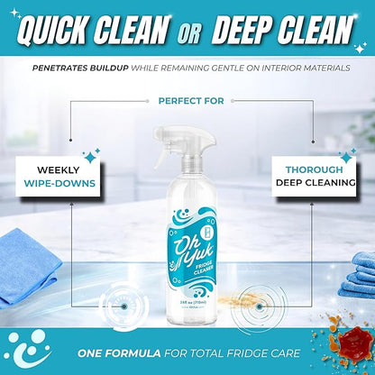 Oh Yuk Fridge Cleaner – Cleans Inside Refrigerator for Spotless, Food-Contact Safe Surfaces | Biodegradable, Vegan, Cruelty-Free | Effortlessly Lifts Sticky Messes & Dried-On Food | Spray Bottle