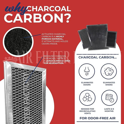 Air Filter Factory Charcoal Filter 230W1A011B Replacement For LG Kenmore GE LMV1630WW, LMV1630BB, MVH1615WW, MV1610ST 4-7/8" X 7-3/4" X 3/8" Charcoal Carbon Microwave Oven Filter 2-Pack