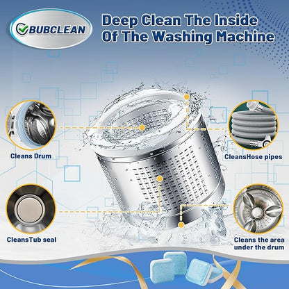 24 pack Washing Machine Cleaner Descaler, Deep Cleaning Tablets for Front Loader, Top Load & HE Washer, Septic Safe Odor & Water Buildup Removal, Clean Drum & Laundry Tub Seal