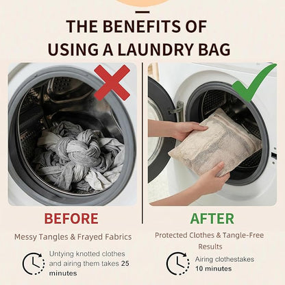 4-Piece Mesh Laundry Bags for Delicates - Premium Cotton, No Dye, Delicate Protection for Bras, Underwear, Socks & Kids Clothes with Sturdy Zippers
