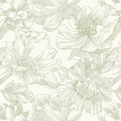 Ismoon Vintage Floral Wallpaper Peel and Stick Beige and Green Contact Paper 17.3inx16.3ft Removable Self Adhesive Wall Paper for Bathroom Bedroom Cabinet Mural Wall Decor Vinyl Renter Friendly