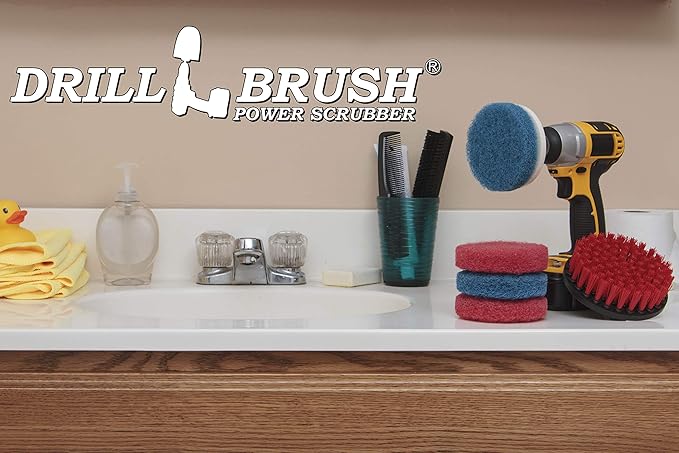 Drill Brush - Cleaning Supplies - Indoor - Bathroom Accessories - Tile - Grout Cleaner - Shower Cleaner - Bathtub - Bath Mat - Scrub Brush - Porcelain - Outdoor - Garden - Patio - Deck Brush - Granite