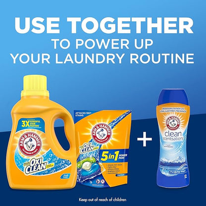 Arm & Hammer Liquid Laundry Detergent, Fresh Scent | OxiClean Formula | 128 Loads | 166.5 Fl oz | Pack of 3