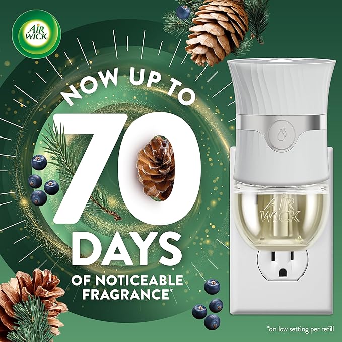Air Wick plug in Scented Oil 2 Refills, Woodland Pine, (2x0.67oz), Essential Oils, Air Freshener