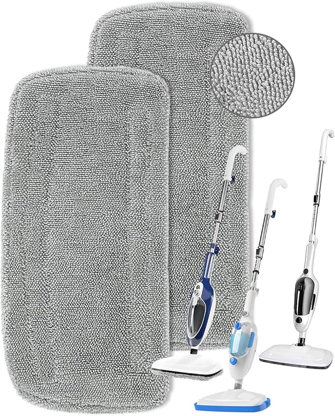 KEEPOW Steam Mop Pads Compatible with GorFanty Steam Mop Model GF-6610B/GF-6610, Steam Mop Cloth with Washable Highly Absorbent Microfiber Pad Steam Mop Replacement Pads for Floor Steamer Mop 2 Pack
