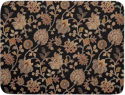 Vintage Tapestry Floral Dish Drying Pad 18 x 24 Inch With Absorbent Reversible Microfiber Black Brown Boho Carpet Flowers Drying Mats Dish Drainer Mat Fast Dry For Kitchen Dining Room Decoration