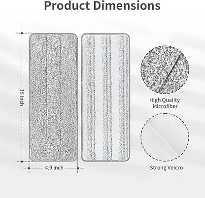 10Pcs Joymoop Mop Replacement Pads, 15 * 4.9'' Universal Mop Pads Mop Head Refills Washable Wet Mop, Compatible with Most 11-14” Size Mops