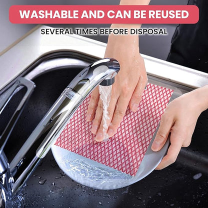 50 Count Disposable Cleaning Cloths - 13.8"x15.8" Kitchen Soft Absorbent Multipurpose Household Cleaning Towels, Cleaning Cloths for Stove Bathroom Handy Wipes, Multi-Color