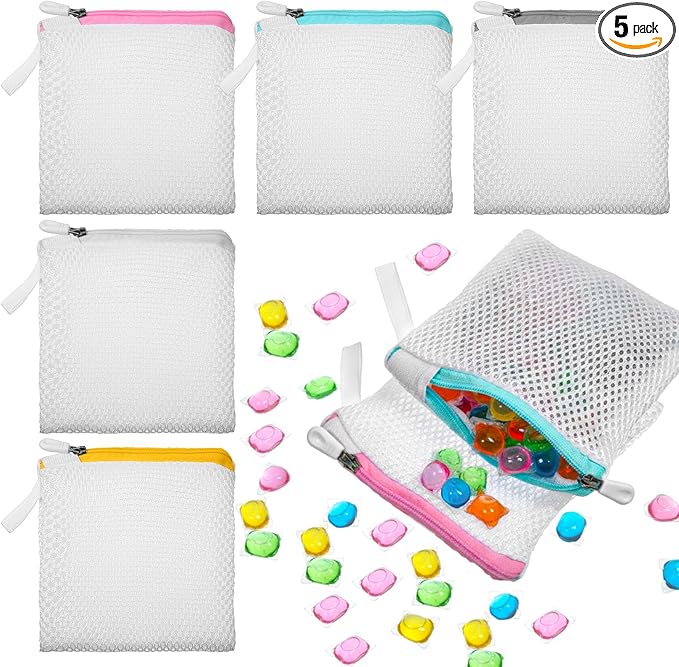 5 Pcs Small Mesh Laundry Bag Mini Lingerie Bags 5.5 x 4.7 Inch for Washing Delicates With Zipper for Socks, Bra, Underwear, Travel Clothing Storage
