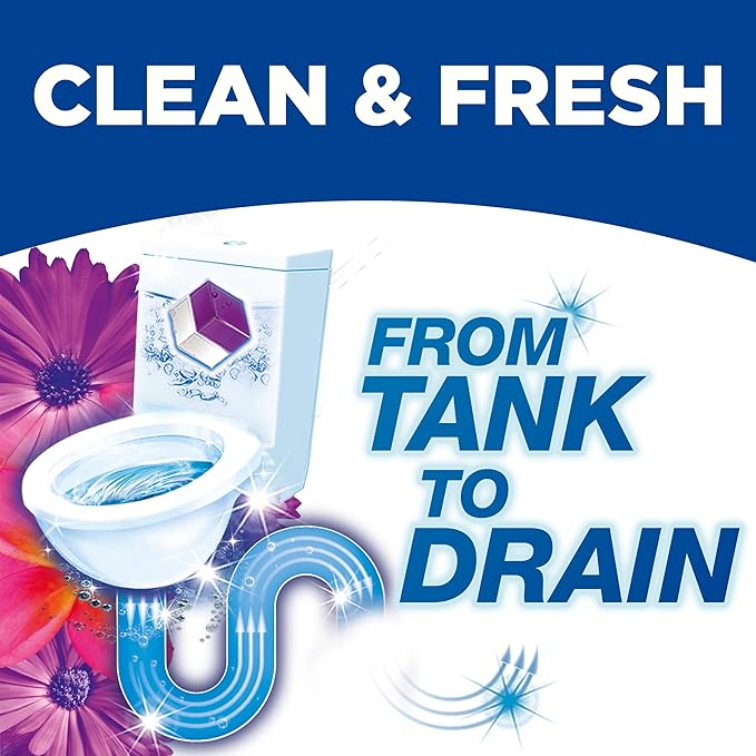 New Bloo Toilet Blocks, Pack of 2, Limescale Remover Cistern, Cleaner with Cleaning and Foaming Action, Fresheners – Fresh Flowers