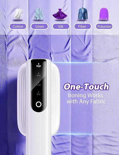 Travel Steamer for Clothes with 180 ml Water Tanks,15s Fast Heat-up,24 g/min Strong Steam Performance, Portable Garment Steamer with Touch Control, LED Display, Steam Iron(White And Purple