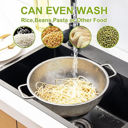 Gulex Colander Stainless Steel 5-Quart, Strainer for Kitchen Food, Dishwasher Safe