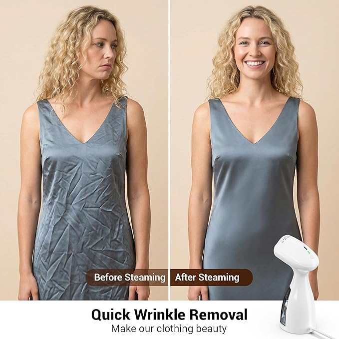 Handheld Steamer for Clothes Wrinkle Removes,110V to 220V Garment Steamer for Multiple Countries,1000W,Large Water Tank 450 ML,10 FT Power Cord,35s Fast Heating (white)
