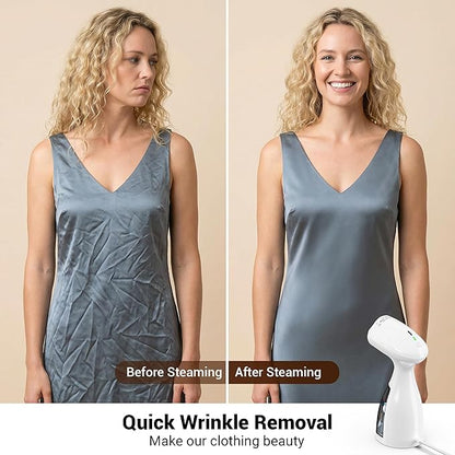 Handheld Steamer for Clothes Wrinkle Removes,110V to 220V Garment Steamer for Multiple Countries,1000W,Large Water Tank 450 ML,10 FT Power Cord,35s Fast Heating (white)