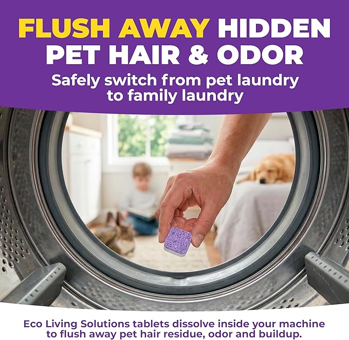 Washing Machine Cleaner Tablets for Pet Owners, 36 Pack, Front&Top Load Washer Deep Cleaning, HE & Septic Tank Safe, Remove Pet Hair, Eliminates Smells, Prevents Dander Build-up
