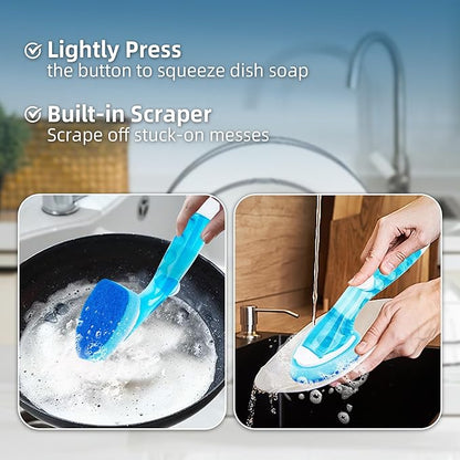 Non-Scratch Dishwand Refills 6 Pack, Scratch-Free Replacement Sponge Heads for Dish Wand, Dishwashing Soap Dispensing Refills, Gentle Scrubber Pads for Kitchen Dishes Sink Cleaning
