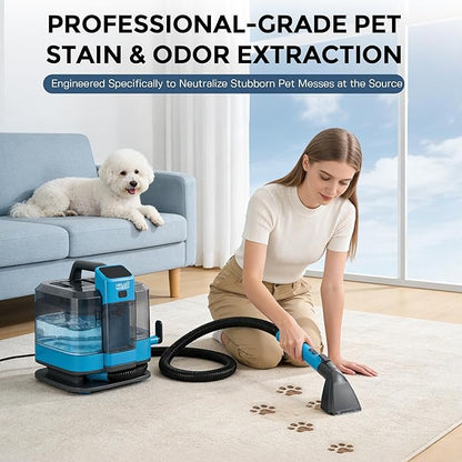 HAUSMEISTER Portable Carpet Spot Cleaner with Steam, 1600W Upholstery Cleaner Machine, 12KPa Strong Suction, Cold/Hot/Steam Modes, Self-Cleaning, for Couch, Car Seats & Rugs
