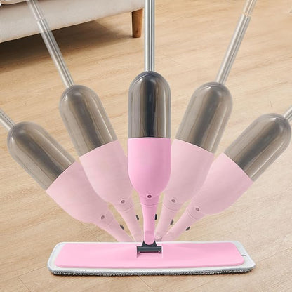 Multi-Surface Spray Mop Kit 3-in-1 with Flat, Round, Squeegee Mop Heads, Refillable Water Bottle, Machine Washable Pads for Floors, Windows
