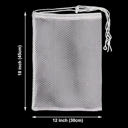 Mesh Laundry Bags with Drawstring - 12"x18" Clear Breathable Mesh Storage Bags for Clothes, Delicates & Travel Essentials - Small White Bags for Organizing Underwear, Socks, Baby Clothes