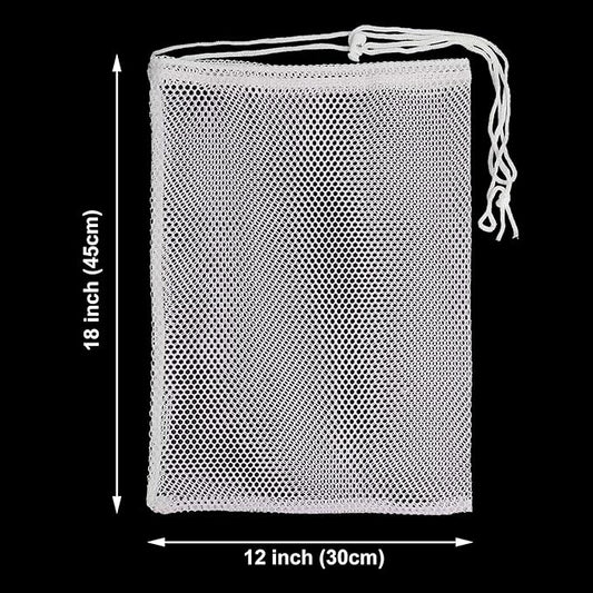 Mesh Laundry Bags with Drawstring - 12"x18" Clear Breathable Mesh Storage Bags for Clothes, Delicates & Travel Essentials - Small White Bags for Organizing Underwear, Socks, Baby Clothes