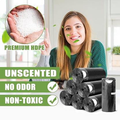 231 Count-Small Trash Bags,4 Gallon Trash Bag Drawstring,Bathroom Garbage Bags,Tear-Free Garbage Bags,Plastic Wastebasket Liners for Toilet Home Office and Bedroom(Black）