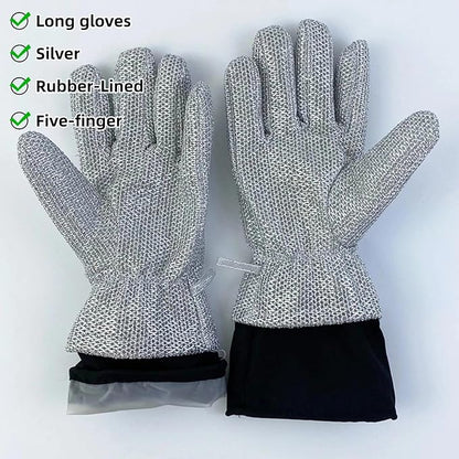 Dishwashing Gloves Non-Scratch Nylon Cleaning Mittens Stainless Steel Wire Balls Hanging Strap for Kitchen Housework