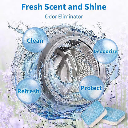Washing Machine Cleaner Tablets - 24 Pack for Year-Round Deep Clean of Washer Machine, Suitable for HE, Top Load & Front Load Washer Cleaner, Grime & Build-Up, Septic Safe,Eco-Friendly