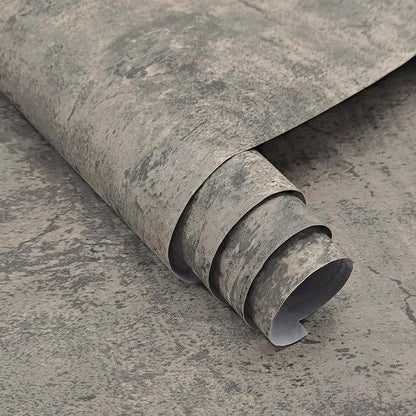 3yecao 48"×1889.8" Large Size Big Roll Extra Wide Thick Light Brown Grey Concrete Wallpaper Peel and Stick Waterproof Gray Concrete Contact Paper Vinyl Cement Stickers for Bedroom Basement Gym Walls