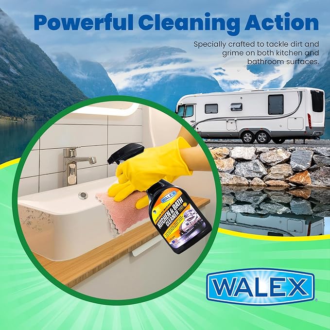 Walex Premium RV/Marine Kitchen & Bath Cleaner - Cleans Counters, Sinks, and Surfaces, Naturally Derived Formula, Refreshing Citrus Fragrance, Ideal for RV, Boat, & Camper Use, Septic Safe, 32 oz