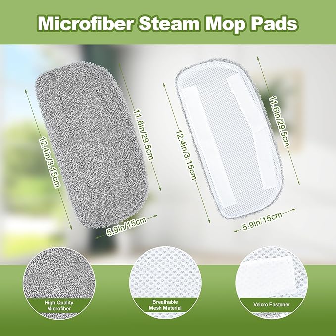 6 Packs Steam Mop Pads Compatible with GorFanty GF-6610B/GF-6610, Neugo NE033/NE033M & Mxnsewr Steam Mop, Washable & Reusable Replacement Microfiber Cloth
