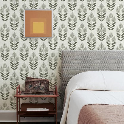 Naphite Tulip Floral Peel and Stick Wallpaper Vintage Leaf Contact Paper for Cabinet Drawer Boho Contact Paper Self Adhesive Wallpaper for Bathroom Farmhouse Retro Flower Wall Decor 17.3inW 197inL