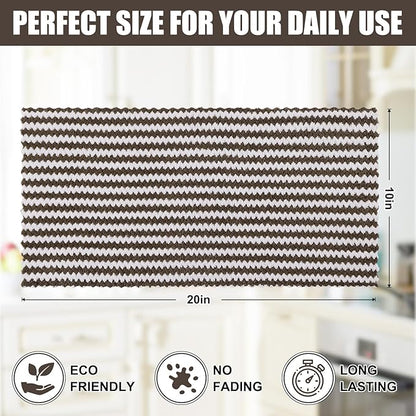 Homaxy Kitchen Towels(12 Pack, 10 x 20 inches), Ultra Soft and Absorbent Dish Towels, Reusable Fast Drying Microfiber Cleaning Cloth, Coral Velvet Wave Design No-lint, Brown
