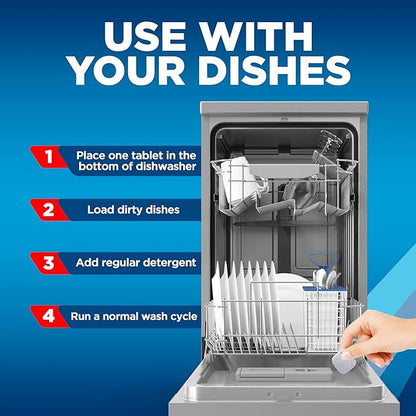 Finish Dishwasher Cleaner Tablets, Deep Cleans Hidden Grease & Grime, Fights Odors, No Extra Wash Cycle, Helps Maintain Dishwasher, 4 Month Supply, 4 Count