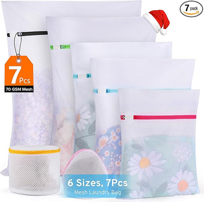 Ultimate 7 Pack 6 Size Mesh Laundry Bags Set for Delicates with AUTO-Lock Zipper, Lingerie Bags for Washing Delicates, Laundry Bags Mesh Wash Bags, Delicates Laundry Bag for Jeans,Blouse,Stocking,Bra