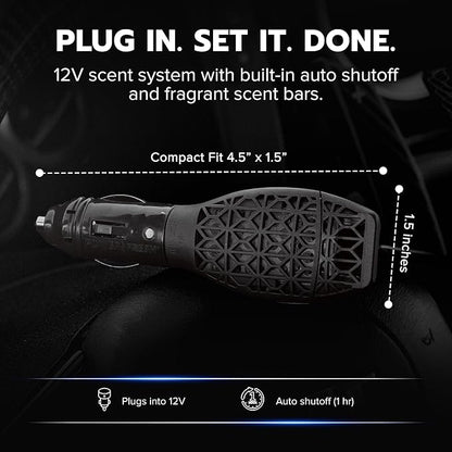 Drive Time Reusable 12V Plug-in Car Air Freshener Refill – Power Fresh, Auto Shut-Off, Plug-In Convenience, No Batteries Needed – Includes 4 Scent Bars for Up to 30 Days of Freshness