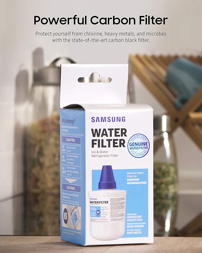 Samsung HAFCU1/XAA Genuine Refrigerator Water Filter, Reduces 99% of Harmful Contaminants for Clean, Clear Drinking Water, 6-Month Life, Easy Install, Pack of 1
