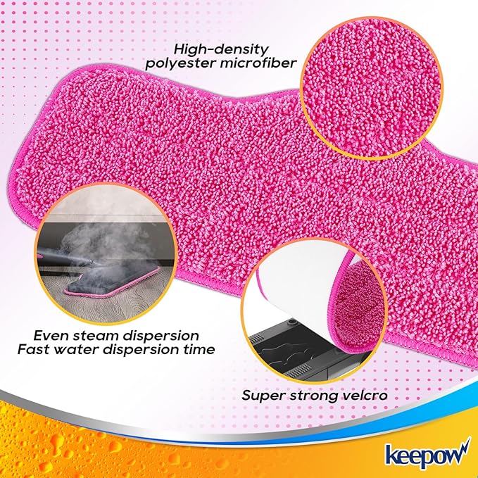 KEEPOW Microfiber Steam Mop Pads Compatible with Schenley Steam Mop Cleaner, Washable and Reusable Replacement Mop Pads Accessories Fit for Steam Mop SLFCSM064 & SLFCSM063 （4 Pack）