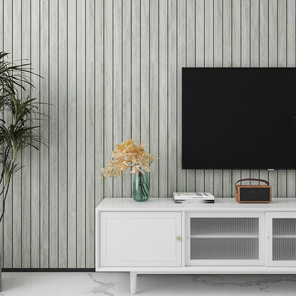 LaCheery 23.6"x157" 3D Faux Wood Wall Panels Peel and Stick Gray Fluted Wood Panel Wall Covering Panels Flexible Self Adhesive PVC Foam Wooden Panel Roll for Bathroom Kitchen Living Room Walls Decor