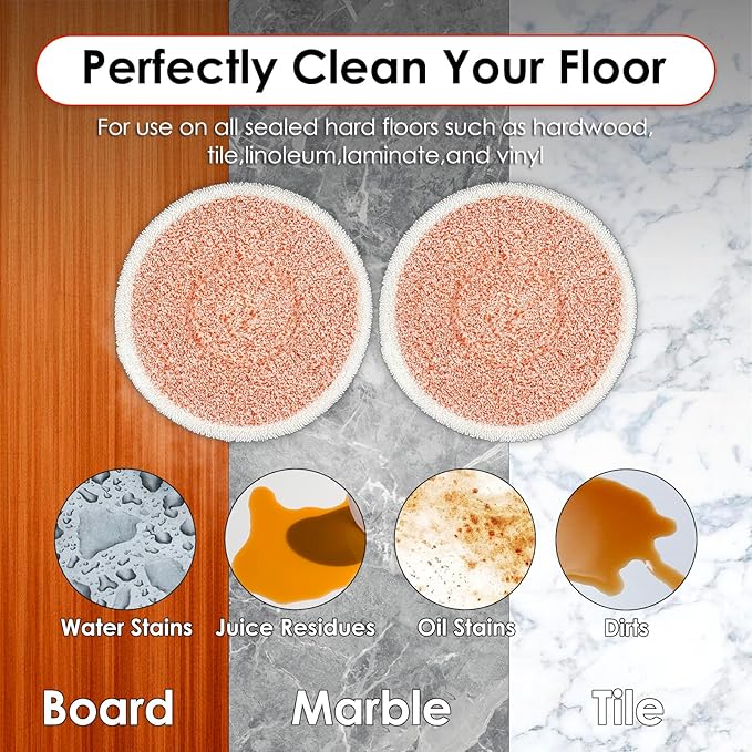 (8 Pack) 3897A Replacement Mop Pads Compatible with Bissell SpinWave SmartSteam Scrubbing Steam Mop 3897A 3712C 3712W, Spinning Scrubbing Mop Pads, Heavy Duty Scrubby Mop Pad, Orange Pads 4 Set