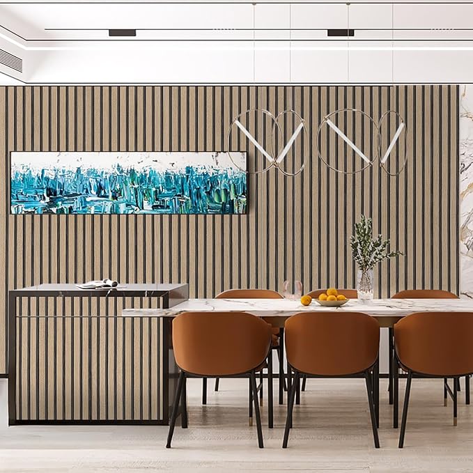 Brown Wood Slat Peel and Stick Wallpaper - 17.5"x200" Textured Faux Wood Self-Adhesive, Waterproof Removable Wall Panel for Bedroom, Kitchen, Accent Wall - Easy Install