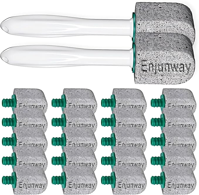 Pumice Stone Toilet Bowl Cleaner,Bathroom Cleaner Brush Toilet Wand Refills with 30CM Long Handle for Remove Hard Water Stains with 1 Wand+ Pumice Stones (20 Pack Stone)
