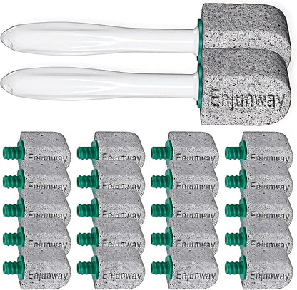 Pumice Stone Toilet Bowl Cleaner,Bathroom Cleaner Brush Toilet Wand Refills with 30CM Long Handle for Remove Hard Water Stains with 1 Wand+ Pumice Stones (20 Pack Stone)