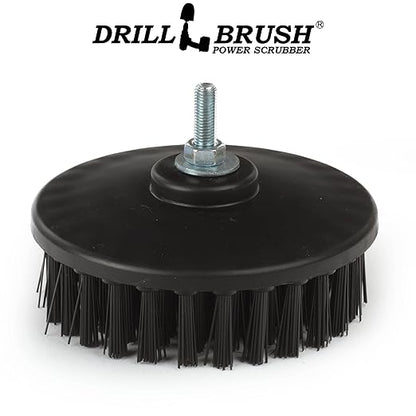 Industrial 5-Inch Threaded 5/16x24 Ultra Stiff Drill Scrub Brush - Dual Action Polisher - Electric Power Drill Brush Attachment - Contractor Cleaning Supplies - Electric Spin Scrubber for Oil Stains