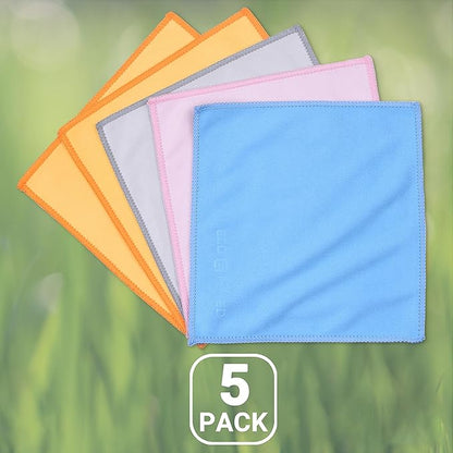 Eco-Fused Microfiber Cleaning Cloths Double-Sided - 5 Pack - 6.6 x 6.2 inch - Microfiber and Suede Cloth for Smartphones