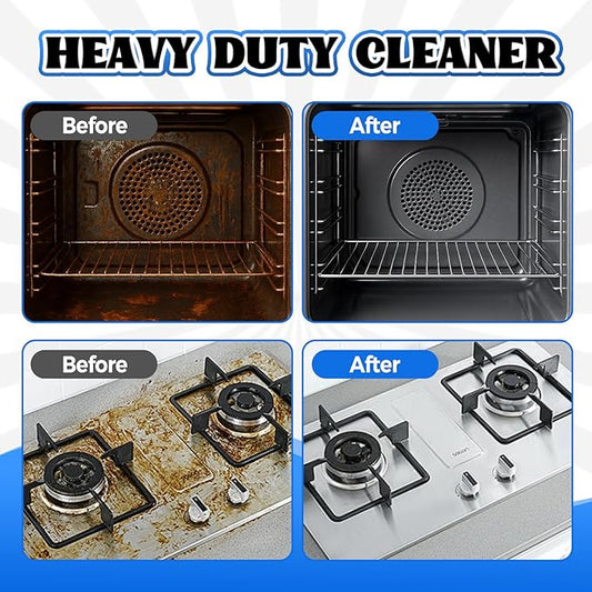 Heavy Duty Stove and Oven Cleaner Kit, Includes Cleaning Tool, Razor, Scraper and 1 Pad to Remove Tough Stains - Use on Gas, Electric, Ceramic Surfaces, 4 Piece (16.9, Fluid Ounces)