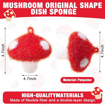Breling 6 Pieces Mushroom Shape Dish Sponge Dual Sided Non Scratch Dish Washing Scrubbers, Reusable Household Cleaning Kitchen Tools for Dishwashing Washing Dishes Cookware