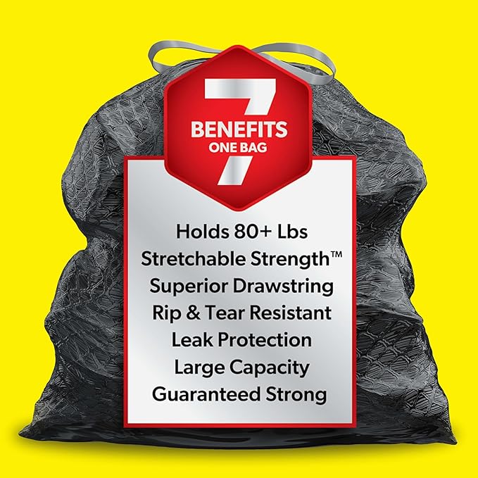Glad Trash Bags, ForceFlex Large Garbage Bags ‚ 30 Gallon Black Trash Bag ‚ 68 Count (Package May Vary)